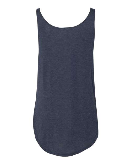 Heather Navy - BELLA + CANVAS 8802 Tank Top with Custom Logo Printing BELLA + CANVAS Women's Flowy Tank with Side Slit in Heather Navy, back view