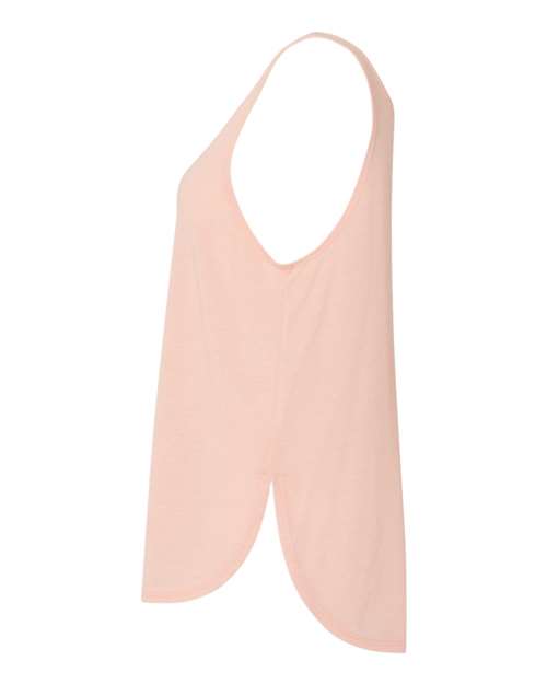 Peach - BELLA + CANVAS 8802 Tank Top with Custom Logo Printing BELLA + CANVAS Women's Flowy Tank with Side Slit in Peach, side view