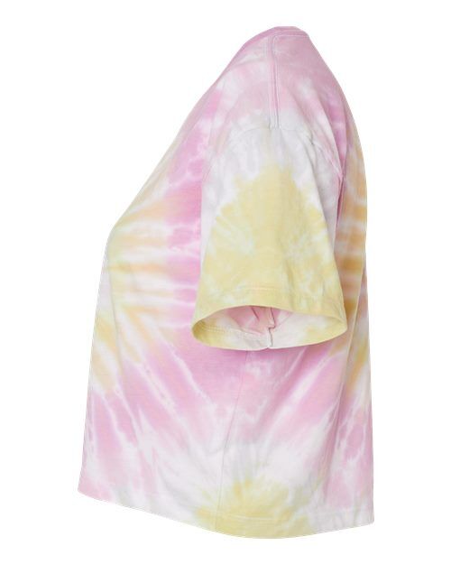 Desert Rose - Colortone 1050 Tie-Dyed Crop T-Shirt with Printed Logo Colortone Tie-Dyed Crop T-Shirt in Desert Rose, side view