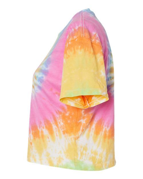 Eternity - Colortone 1050 Tie-Dyed Crop T-Shirt with Printed Logo Colortone Tie-Dyed Crop T-Shirt in Eternity, side view
