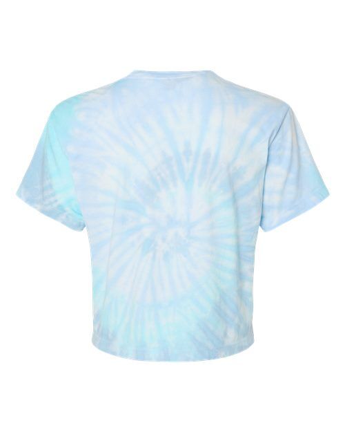 Lagoon - Colortone 1050 Tie-Dyed Crop T-Shirt with Printed Logo Colortone Tie-Dyed Crop T-Shirt in Lagoon, back view