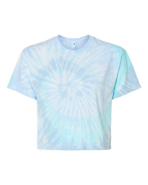Lagoon - Women's Tie-Dyed Crop T-Shirt Colortone Tie-Dyed Crop T-Shirt in Lagoon, front view