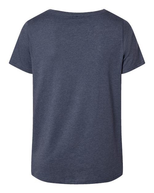 Vintage Denim - LAT 3817 Curvy Collection V-Neck Tee with Printed Logo LAT Women's Curvy Collection Fine Jersey V-Neck Tee in Vintage Denim, back view