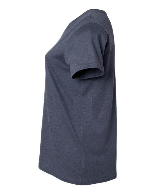 Vintage Denim - LAT 3817 Curvy Collection V-Neck Tee with Printed Logo LAT Women's Curvy Collection Fine Jersey V-Neck Tee in Vintage Denim, side view