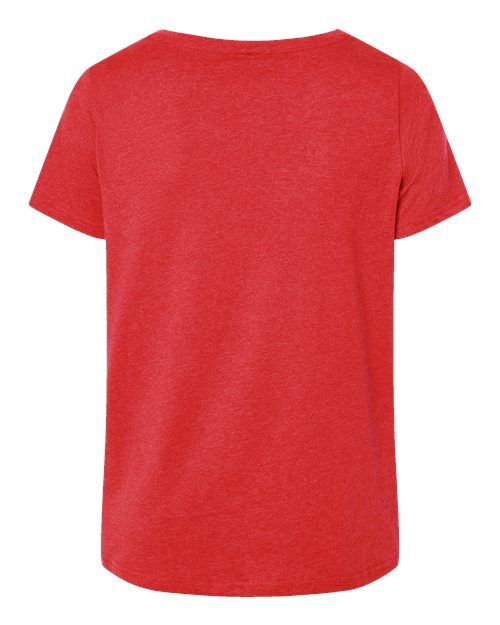 Vintage Red - LAT 3817 Curvy Collection V-Neck Tee with Printed Logo LAT Women's Curvy Collection Fine Jersey V-Neck Tee in Vintage Red, back view