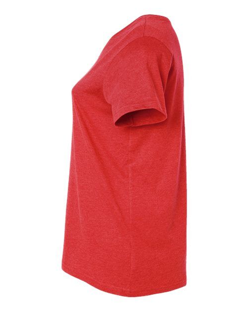 Vintage Red - LAT 3817 Curvy Collection V-Neck Tee with Printed Logo LAT Women's Curvy Collection Fine Jersey V-Neck Tee in Vintage Red, side view