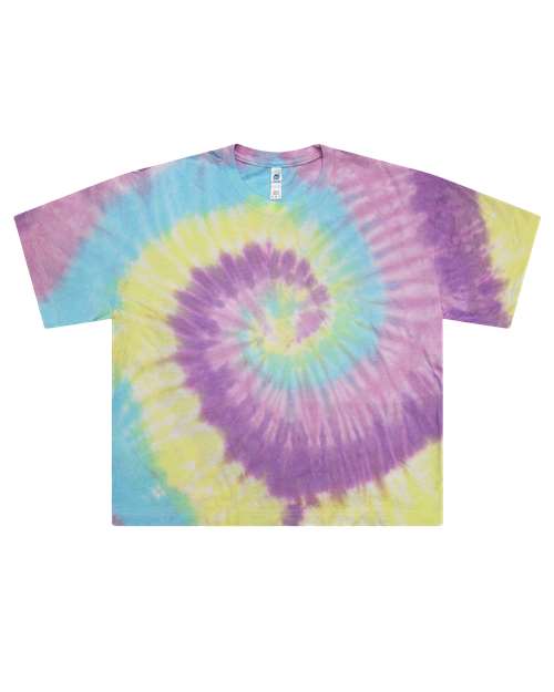Jellybean - Women's Tie-Dyed Crop T-Shirt Colortone Tie-Dyed Crop T-Shirt in Jellybean, front view
