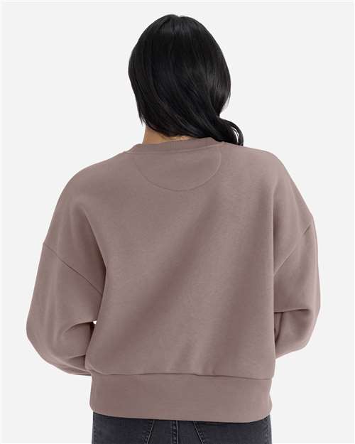 Shiitake - Next Level 9087 Women's Sweatshirt with Logo Embroidery Next Level Women's Heavyweight Crewneck Sweatshirt in Shiitake, back view on model