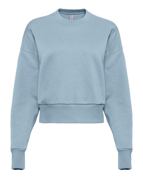 Stonewash Denim - Women's Heavyweight Crewneck Sweatshirt Next Level Women's Heavyweight Crewneck Sweatshirt in Stonewash Denim, front view