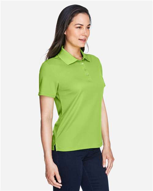 Acid Green - CORE365 78181 Women's Polo with Embroidered Company Logo CORE365 Women’s Polo in Acid Green, side view on model