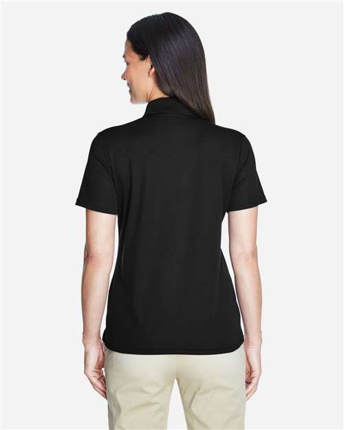 Black - CORE365 78181 Women's Polo with Embroidered Company Logo CORE365 Women’s Polo in Black, back view on model