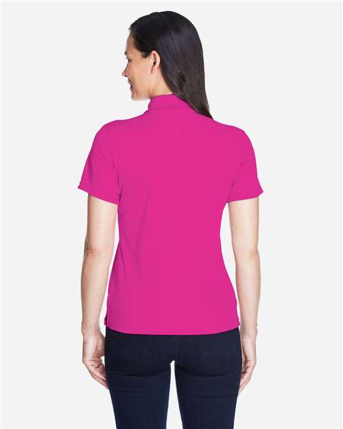 Bright Magenta - CORE365 78181 Women's Polo with Embroidered Company Logo CORE365 Women’s Polo in Bright Magenta, back view on model