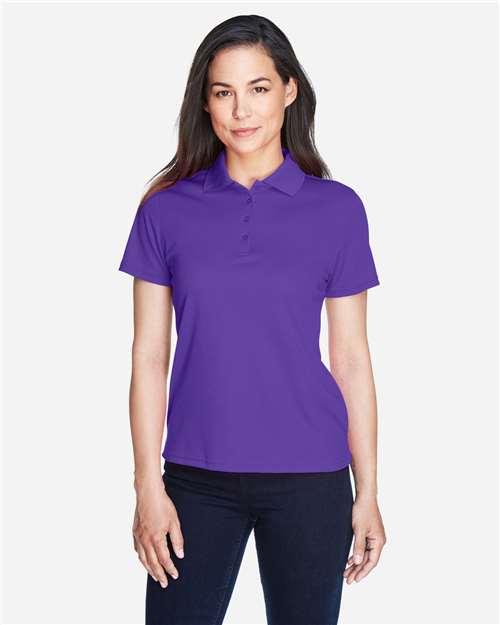 Campus Purple - CORE365 78181 Women's Polo with Embroidered Company Logo CORE365 Women’s Polo in Campus Purple, front view on model