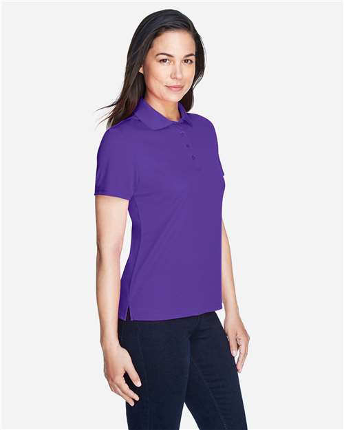 Campus Purple - CORE365 78181 Women's Polo with Embroidered Company Logo CORE365 Women’s Polo in Campus Purple, side view on model