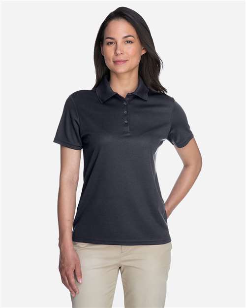 Carbon - CORE365 78181 Women's Polo with Embroidered Company Logo CORE365 Women’s Polo in Carbon, front view on model