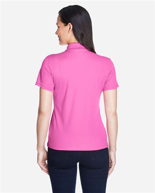 Charity Pink - CORE365 78181 Women's Polo with Embroidered Company Logo CORE365 Women’s Polo in Charity Pink, back view on model