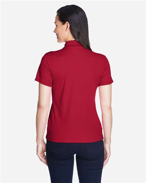 Classic Red - CORE365 78181 Women's Polo with Embroidered Company Logo CORE365 Women’s Polo in Classic Red, back view on model