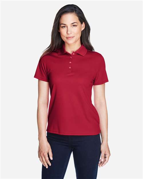 Classic Red - CORE365 78181 Women's Polo with Embroidered Company Logo CORE365 Women’s Polo in Classic Red, front view on model