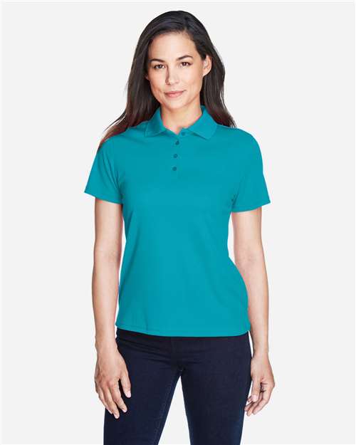 Clear Teal - CORE365 78181 Women's Polo with Embroidered Company Logo CORE365 Women’s Polo in Clear Teal, front view on model
