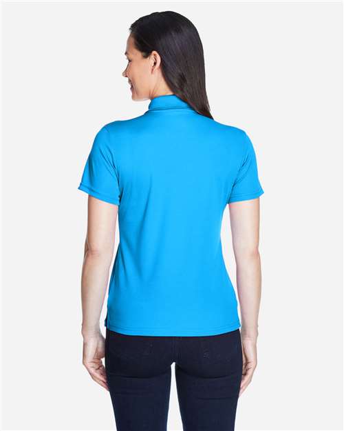 Electric Blue - CORE365 78181 Women's Polo with Embroidered Company Logo CORE365 Women’s Polo in Electric Blue, back view on model