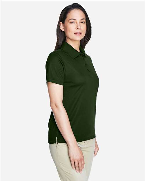 Forest - CORE365 78181 Women's Polo with Embroidered Company Logo CORE365 Women’s Polo in Forest, side view on model