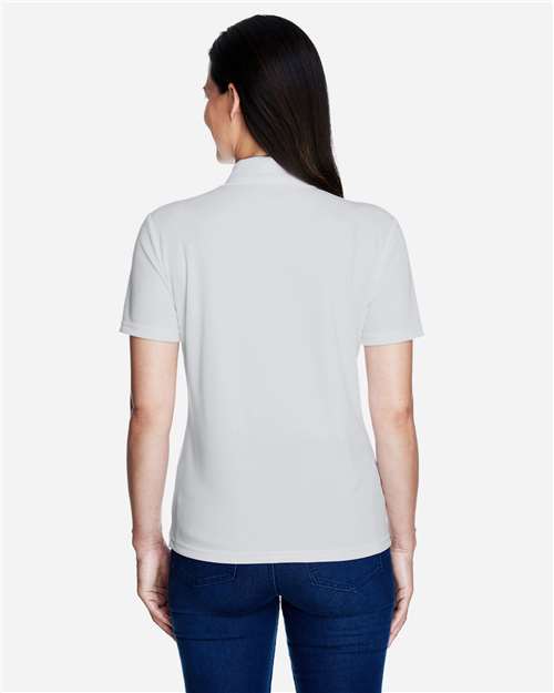 Platinum - CORE365 78181 Women's Polo with Embroidered Company Logo CORE365 Women’s Polo in Platinum, back view on model