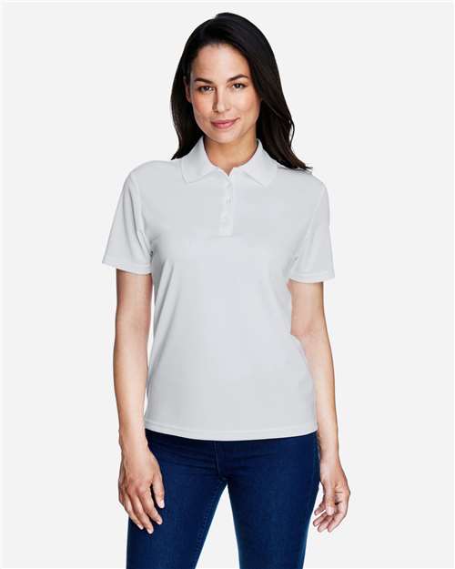 Platinum - CORE365 78181 Women's Polo with Embroidered Company Logo CORE365 Women’s Polo in Platinum, front view on model