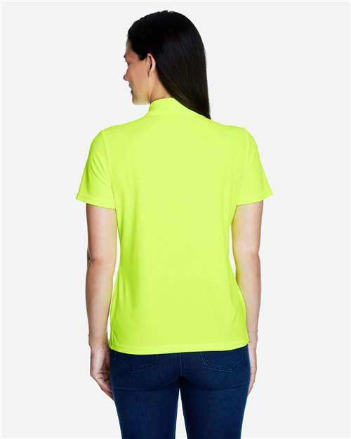 Safety Yellow - CORE365 78181 Women's Polo with Embroidered Company Logo CORE365 Women’s Polo in Safety Yellow, back view on model