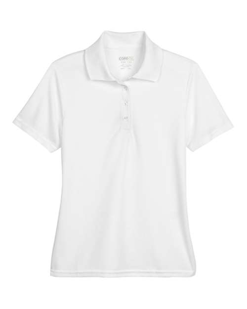 White - Women's Origin Performance Piqué Polo CORE365 Women’s Polo in White, front view