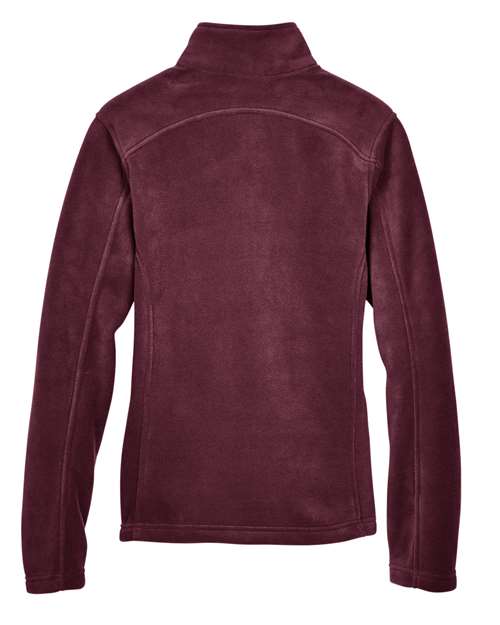 Burgundy - CORE365 78190 Women's Jacket with Embroidered Company Logo CORE365 Women's Journey Fleece Jacket in Burgundy, back view