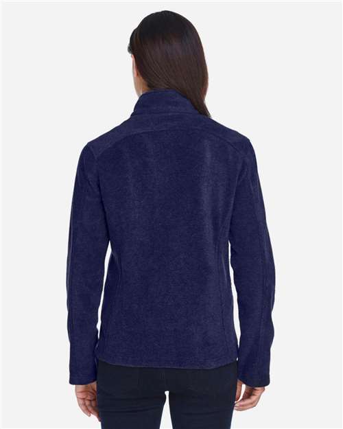 Classic Navy - CORE365 78190 Women's Jacket with Embroidered Company Logo CORE365 Women's Journey Fleece Jacket in Classic Navy, back view on model