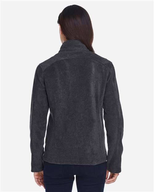 Heather Charcoal - CORE365 78190 Women's Jacket with Embroidered Company Logo CORE365 Women's Journey Fleece Jacket in Heather Charcoal, back view on model
