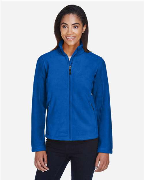 True Royal - CORE365 78190 Women's Jacket with Embroidered Company Logo CORE365 Women's Journey Fleece Jacket in True Royal, front view on model