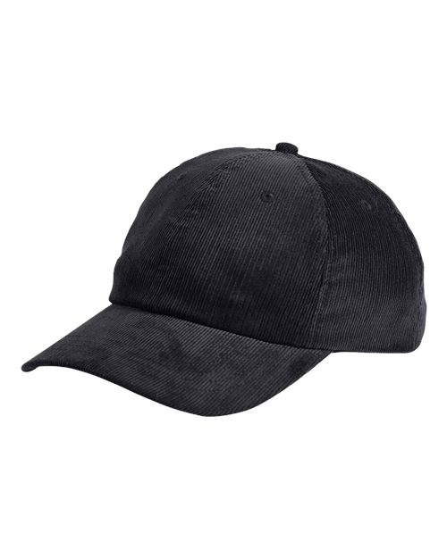 Black - Corduroy Cap Big Accessories Corduroy Cap in Black, front view