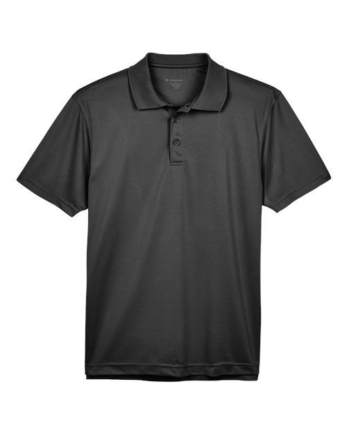 Black - Men's Polyester Jersey Polo Harriton Men's Polyester Jersey Polo in Black, front view