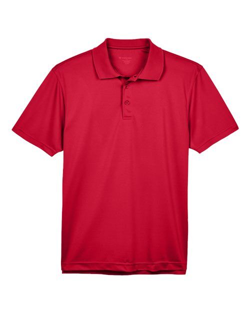 Red - Men's Polyester Jersey Polo Harriton Men's Polyester Jersey Polo in Red, front view