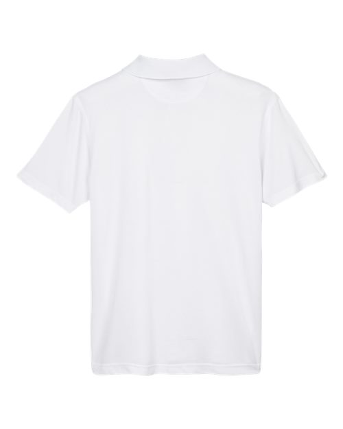 White - Harriton M315 Men's Polo with Embroidered Company Logo Harriton Men's Polyester Jersey Polo in White, back view