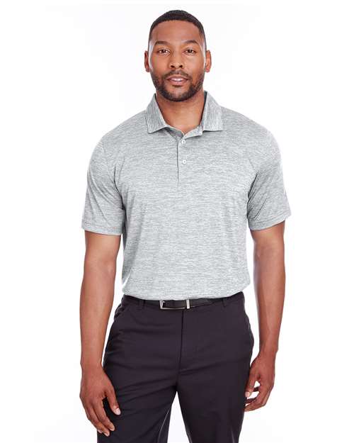 Bright White - Puma Golf 596801 Men's Icon Heather Polo with Your Logo Puma Golf Men's Icon Heather Polo in Bright White, front view on model