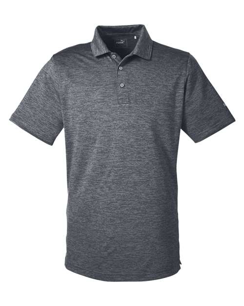 Puma Black - Men's Icon Heather Polo Puma Golf Men's Icon Heather Polo in Puma Black, front view