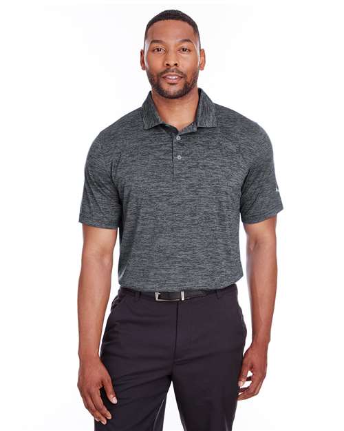 Puma Black - Puma Golf 596801 Men's Icon Heather Polo with Your Logo Puma Golf Men's Icon Heather Polo in Puma Black, front view on model