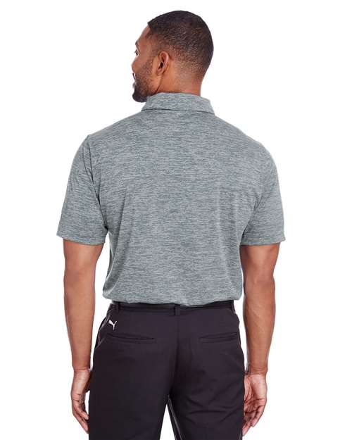 Quiet Shade - Puma Golf 596801 Men's Icon Heather Polo with Your Logo Puma Golf Men's Icon Heather Polo in Quiet Shade, back view on model