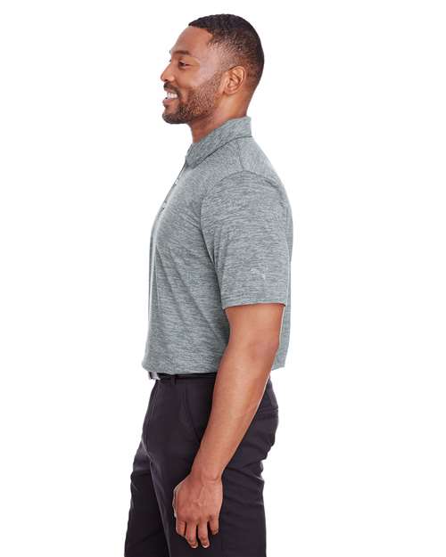 Quiet Shade - Puma Golf 596801 Men's Icon Heather Polo with Your Logo Puma Golf Men's Icon Heather Polo in Quiet Shade, side view on model