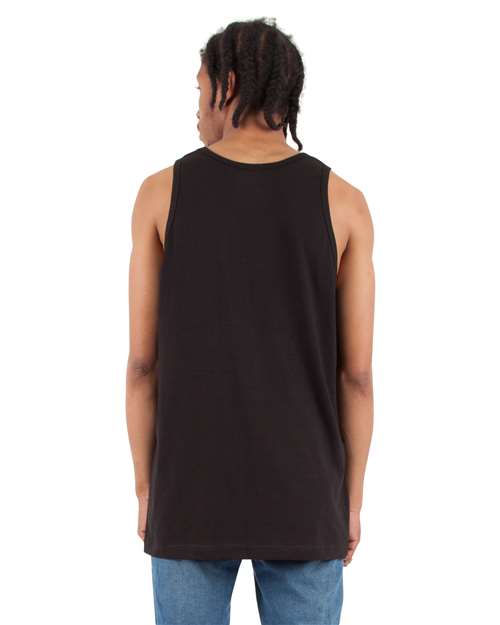 Black - Shaka Wear Unisex Active Tank with Custom Logo Printing Shaka Wear Unisex Active Tank in Black, back view on model