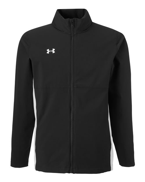 Black/ White - Men's Rival Stretch Jacket Under Armour Men's Rival Stretch Jacket in Black/White, front view