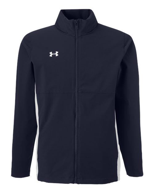 Midnight Navy/ White - Men's Rival Stretch Jacket Under Armour Men's Rival Stretch Jacket in Midnight Navy/White, front view