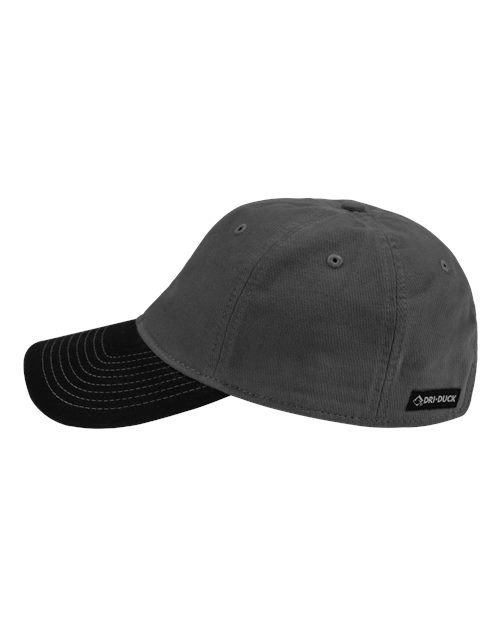 Charcoal/ Black - DRI DUCK 3205 Truman Cap with Embroidered Company Logo DRI DUCK Truman Cap in Charcoal/Black, side view