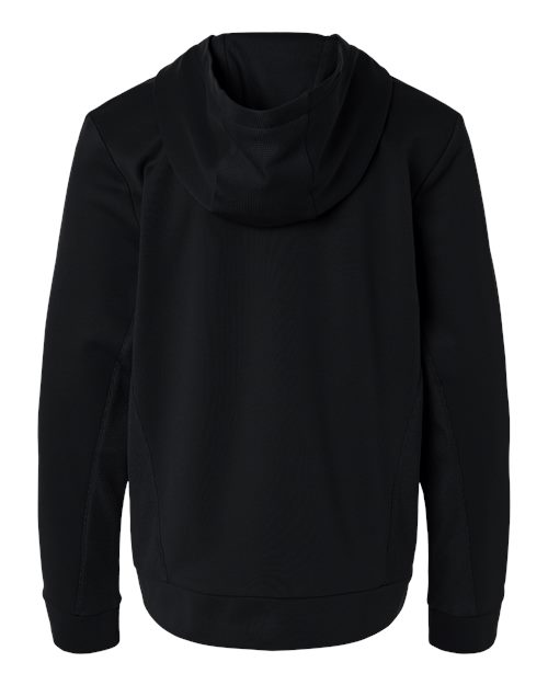 Black - Team 365 Squad Hooded Tech Fleece Pullover with Custom Logo Team 365 Youth Squad Hooded Tech Fleece Pullover in Black, back view