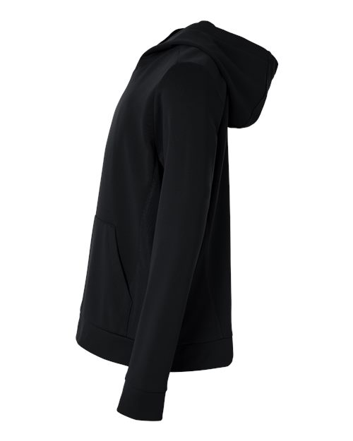 Black - Team 365 Squad Hooded Tech Fleece Pullover with Custom Logo Team 365 Youth Squad Hooded Tech Fleece Pullover in Black, side view