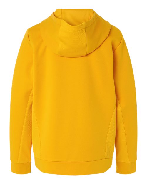 Sport Athletic Gold - Team 365 Squad Hooded Tech Fleece Pullover with Custom Logo Team 365 Youth Squad Hooded Tech Fleece Pullover in Sport Athletic Gold, back view