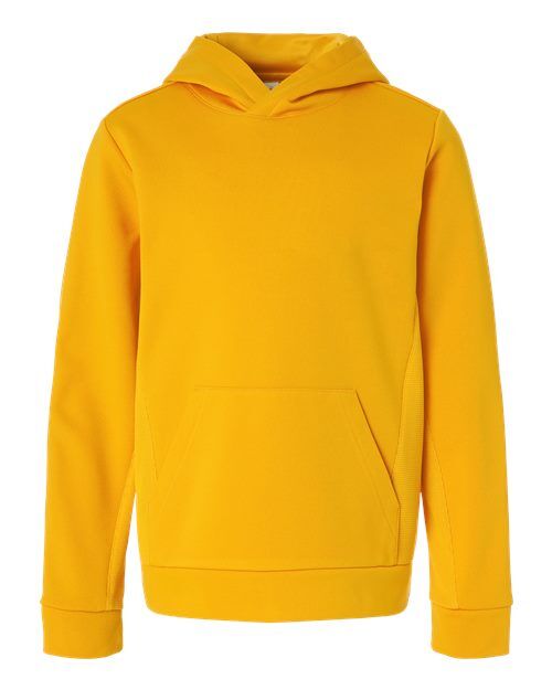 Sport Athletic Gold - Youth Squad Hooded Tech Fleece Pullover Team 365 Youth Squad Hooded Tech Fleece Pullover in Sport Athletic Gold, front view
